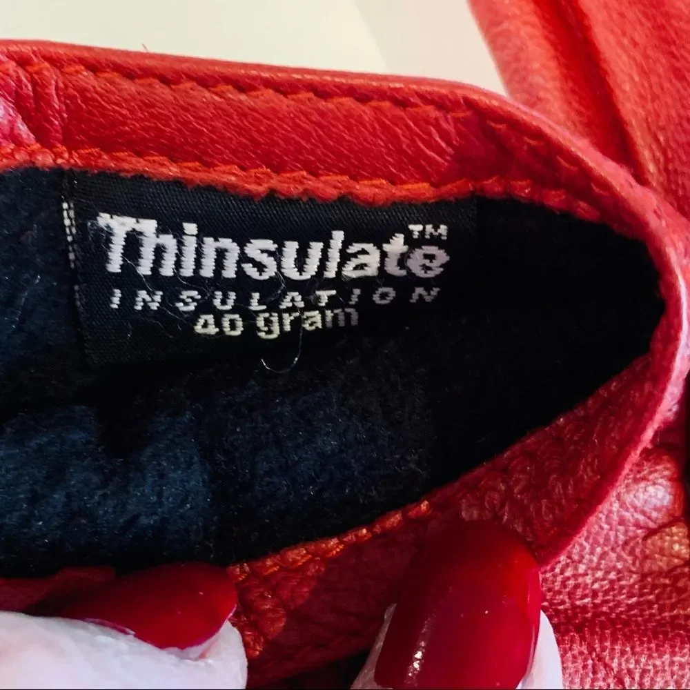 Women’s Thinsulate Red‎ Leather Gloves M